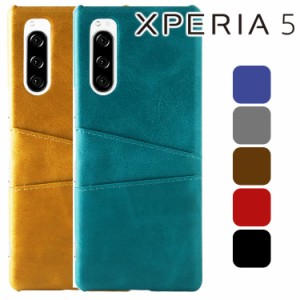 Xperia 5 ケース xperia5 スマホケース 保護カバー 5 SO-01M SOV41 901SO カードも入る 背面レザー オシャレ ハードケース 2枚収納 シン