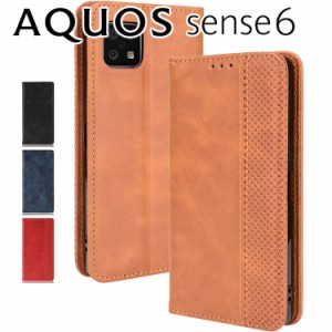 AQUOS sense6 ケース 手帳 aquossense6 手帳型 スマホケース 6 SH-54B SHG05 アンティーク オシャレ レザー カード入れ レザー 合皮 シン