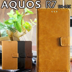 AQUOS R7 ケース 手帳 aquosr7 手帳型 スマホケース R7 SH-52C レザー 手帳型 ケース カード収納 アンティーク 合皮 レトロ 手帳カバー 