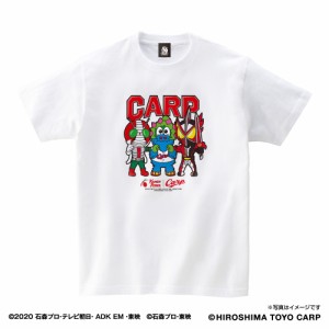 広島東洋カープ×仮面ライダー　Tシャツ スラィリー 集合 V3・セイバー　ホワイト