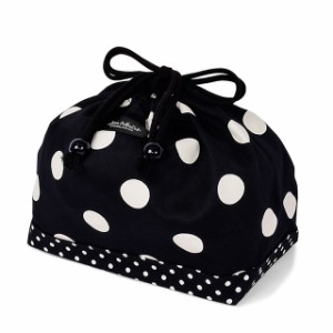 decor PolkaDot 巾着 中 マチ有りお弁当袋 polka dot large(twill・black)xpolka dot small(twill・black) 子供用 中 マチ有りお弁当袋 