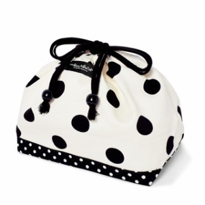 decor PolkaDot 巾着 中 マチ有りお弁当袋 polka dot large(twill・white)xpolka dot small(twill・black) 子供用 中 マチ有りお弁当袋 