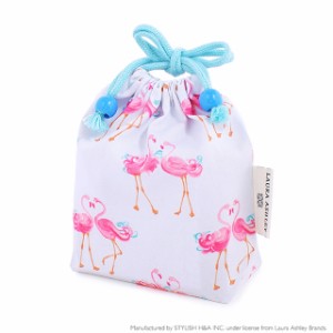 LAURA ASHLEY 巾着 小 コップ袋 Pretty Flamingo 子供用 巾着袋 コップ入れ コップ袋 巾着 コップ入れ 巾着袋 小 保育園 コップ 袋 幼稚