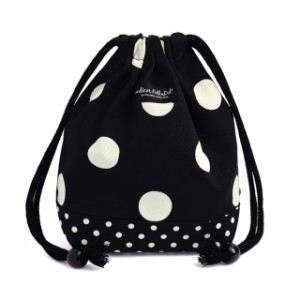 decor PolkaDot 巾着 小 コップ袋 polka dot large(twill・black)xpolka dot small(twill・black) 子供用 巾着袋 コップ入れ コップ袋 巾