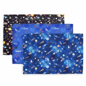 ランチョンマット(40cm×60cm) 柄違い3枚セット 惑星・海洋・宇宙セット 子供用 ナフキン 小学校 幼稚園 給食 ランチクロス テーブル ク