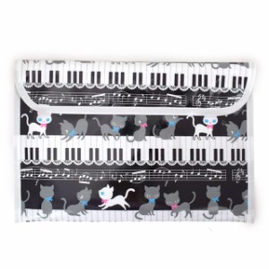 連絡袋 (B5サイズ) ピアノの上で踊る黒猫ワルツ (ブラック) 子供用 連絡帳 袋 連絡帳入れ 小学生 小学校 かわいい B5 N4018700 カラフル
