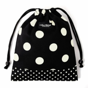 decor PolkaDot 巾着 給食袋 polka dot large (twill・black)×polka dot small (twill・black) 子供用 巾着袋 中 小学校 お 袋 袋 給食 