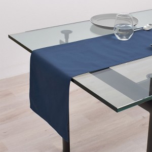 テーブルランナー・テーブルセンター (30cm×100cm) リバーシブルタイプ 綿100% 無地オックス・ネイビーブルー ネイビー 紺 シンプル 洗