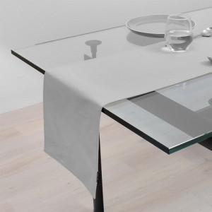 テーブルランナー・テーブルセンター (30cm×130cm) リバーシブルタイプ 綿100% 無地オックス・フロストグレイ グレー 無地 シンプル 洗