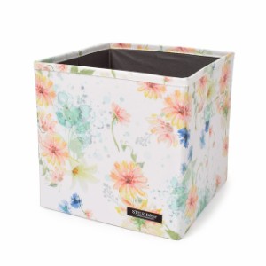 ファブリックボックス Sサイズ (26cm×26cm) パステルフローラル ホワイト 花柄 収納ボックス おしゃれ オシャレ カラーボックス タオル 