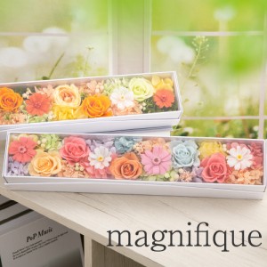 プリザーブドフラワー ボックス ギフト 『magnifique マニフィーク』 結婚祝い 結婚記念日 誕生日 プレゼント 開店祝い 開業祝い 新築祝