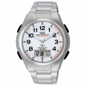 メンズ 腕時計 シチズン時計 Q&Q ソーラー 電波時計 MD02-204 ホワイト 電波 世界5局対応 東日本 西日本 アメリカ ドイツ 中国 受信可能 