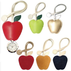 携帯時計 レディース りんご ハングウォッチ E07317A-6 デニム プレーン かわいい 時計 懐中時計 おしゃれ バッグチャーム ストラップ か