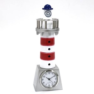 ミニチュア 置時計 トラベル C3645 灯台 トリコロールカラー ミニチュア クロック コレクション 置時計 時計 ギフト プレゼント 贈り物 