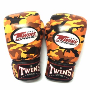 新品 正規 TWINS 本格 ボクシンググローブ PU迷彩オレンジ/サイズ選択/8/10/12/14/16/大人用/子供用/ムエタイ/マジックテープ式/通販