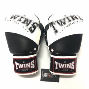 新品 正規 TWINS 本格 ボクシンググローブ 黒白スター /サイズ選択/8/10/12/14/16/大人用/子供用/ムエタイ/本革製/マジックテープ式