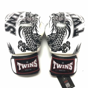 新品 正規 TWINS 本格 ボクシンググローブ TWドラゴン 白 /サイズ選択/8/10/12/14/16/大人用/子供用/ムエタイ/本革製/マジックテープ式