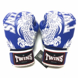 新品 正規 TWINS 本格 ボクシンググローブ TWドラゴン 青 /サイズ選択/8/10/12/14/16/大人用/子供用/ムエタイ/本革製/マジックテープ式