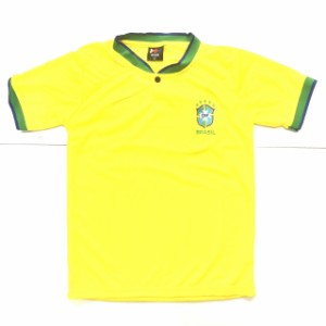 子供用 K012 22 ブラジル RONALDINHO*10 ロナウジーニョ 黄襟ボタン ゲームシャツ パンツ付 /サッカー/キッズ/ジュニア/ユニフォーム/上