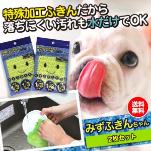 洗剤いらずでペットの食器洗いにおすすめ！みずふきんちゃん（２枚セット）特殊加工（防弾チョッキ素材）ふきん ！代金引換不可 ゆうパケ