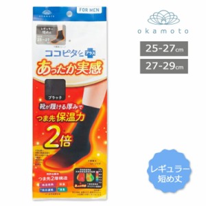 メンズ ソックス ココピタ あったか実感 376-805 レギュラー短め丈 単品 無地 吸湿発熱 保温 秋冬 靴下 寒さ対策 冷え防止 温活 ココピタ