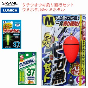 タチウオウキ釣り直行仕掛けセット　SASAME(ササメ)うきうき堤防太刀魚セット(M)　LUMICA(ルミカ)ウミホタル37&ケミホタル37　セット