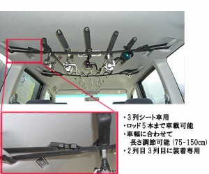 HYS (日吉屋) ロッドキャリー　車用　ロッドホルダー＆ロッドベルト　PV-3RC　3列シート車専用