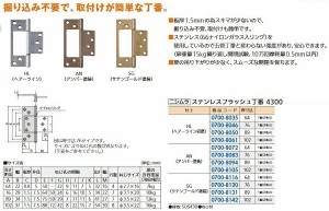 リフォーム用品 ニシムラ ステンレス フラッシュ丁番ビス付 AN アンバー 76 2枚1組 07008083