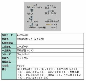 雨樋部品セット(φ42用) / 1セット入り 部品色：ライトグレー A8ETC4101 交換用 部品 新日軽 LIXIL リクシル TOSTEM トステム