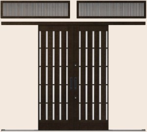 花伝 K6 一筋引分け戸 ランマ付き 94型 板子格子 26019 W：2,604mm × H：1,964mm 玄関引戸 LIXIL リクシル TOSTEM トステム