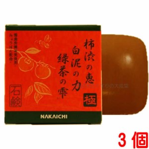 柿渋の恵 白泥の力 緑茶の雫 極 石けん 3個 中一メディカル Nakaichi 100g