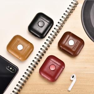 IAP008 iCARER アップル AirPods エアポッズ用 本革 ビンテージレザー 保護ケース ハンドスピナ セットしたまま充電可能 4カラー選択