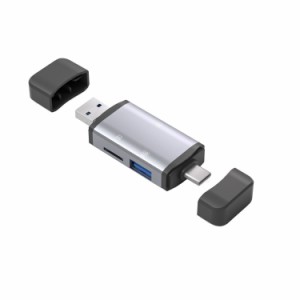 USB A/C+Micro USB to SD(HC)/TF/MicroSD(HC) カードリーダー 1TBまで対応 USBフラッシュメモリー対応 OTGアダプタ USB-C/USB Card Reade