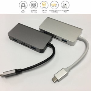 MacBook用 USB-C 6in1 LAN&カードリーダー&USB3.0×2ポート ハブ付 &GIGAbit LAN&Cメス給電ポート付 1000Mbps ギガビット 有線LAN 
