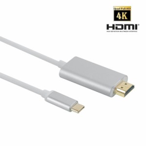 USB C - HDMI変換ケーブル 4K2K オスーオス 3m シルバー　USB 3.1 Type C to HDMI コンバータ　音声サポート HDMI4K 