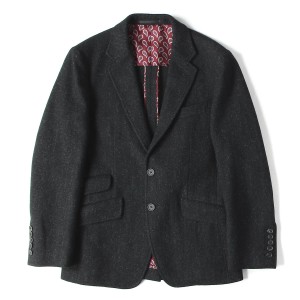 Paul Smith ポールスミス ジャケット 裏地 ペイズリー ノッチドラペル ツイード ウール 2B テーラードジャケット ブラック S