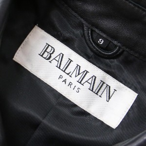 BALMAIN バルマン ジャケット アウター ブルゾン コート ブラック 9 ショート レザー ラムレザー 【レディース】【中古
