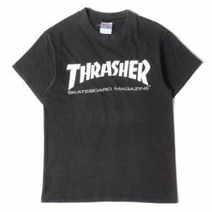 THRASHER スラッシャー Tシャツ ブランドロゴ クルーネックTシャツ Hanesボディ 90s ブラック 黒 S トップス スケート ブランド マガジン