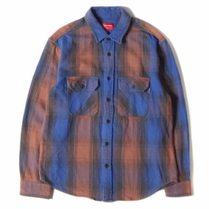 Supreme シュプリーム シャツ ヘビーウェイト チェック フランネルシャツ Heavyweight Flannel Shirt 19AW ダスティーブラック ブルー S 