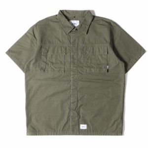 WTAPS ダブルタップス シャツ サイズ:XL 21SS リップストップ ミリタリー 半袖 シャツ LADDER / SS オリーブドラブ トップス カジュアル