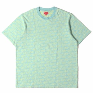 Supreme シュプリーム Tシャツ サイズ:XL 22SS ジャガード 総柄 クルーネック Tシャツ Word Bubble Jacquard S/S Top ダスティーアクア 