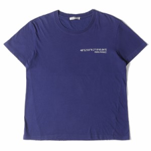 VALENTINO ヴァレンティノ Tシャツ サイズ:S ダメージ加工 ラメグラフィック プリント クルーネック Tシャツ ネイビー 紺 イタリア製 ブ