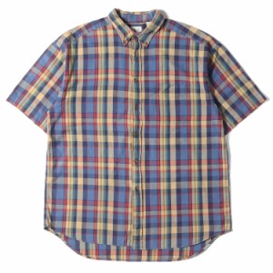 GAP ギャップ シャツ サイズ:XL チェック 半袖 ボタンダウン シャツ 90s 90年代 オールドギャップ ビッグサイズ ブルー ベージュ トップ
