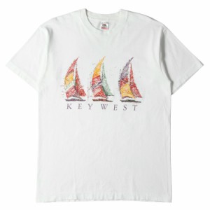 90s KEY WEST ヨット アート クルーネック Tシャツ 90年代 USA製 FRUIT OF THE LOOM フルーツオブザルーム ホワイト 白 L 90s-00s ヴィン