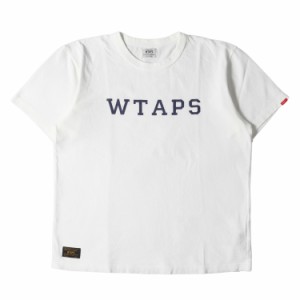 WTAPS ダブルタップス Tシャツ サイズ:S ブランドロゴ ヘビー クルーネック 半袖 Tシャツ DESIGN SS COLLEGE 17SS ホワイト 白 トップス 