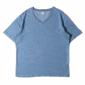 Ron Herman ロンハーマン Tシャツ サイズ:L ヘビーウェイト コットン スラブ Vネック 半袖 Tシャツ 2920900139 ブルー 日本製 トップス 