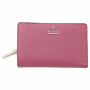 Kate spade ケイトスペード 財布 2つ折り財布 ウォレット ピンク ロゴ サフィアーノレザー 牛革 おしゃれ シンプル きれいめ 大人女子 ブ