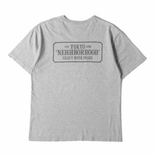 NEIGHBORHOOD ネイバーフッド  Tシャツ サイズ:L タグ ロゴ クルーネック 半袖 Tシャツ グレー トップス カットソー コットン 【メンズ】