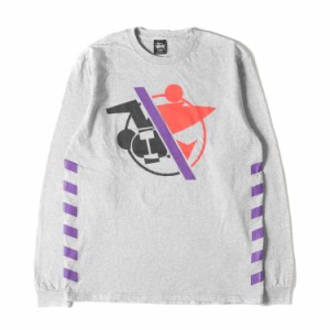 STUSSY ステューシー Tシャツ サイズ:L スケートマン&サーフマン クルーネック ロングスリーブ Tシャツ ヘザーグレー トップス カットソ