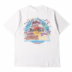 90s Hard Rock CAFE 大阪 限定 大阪城 クルーネック 半袖 Tシャツ Hanesボディ / USA製 ホワイト 白 L 90s - 00s ヴィンテージ古着 Vinta